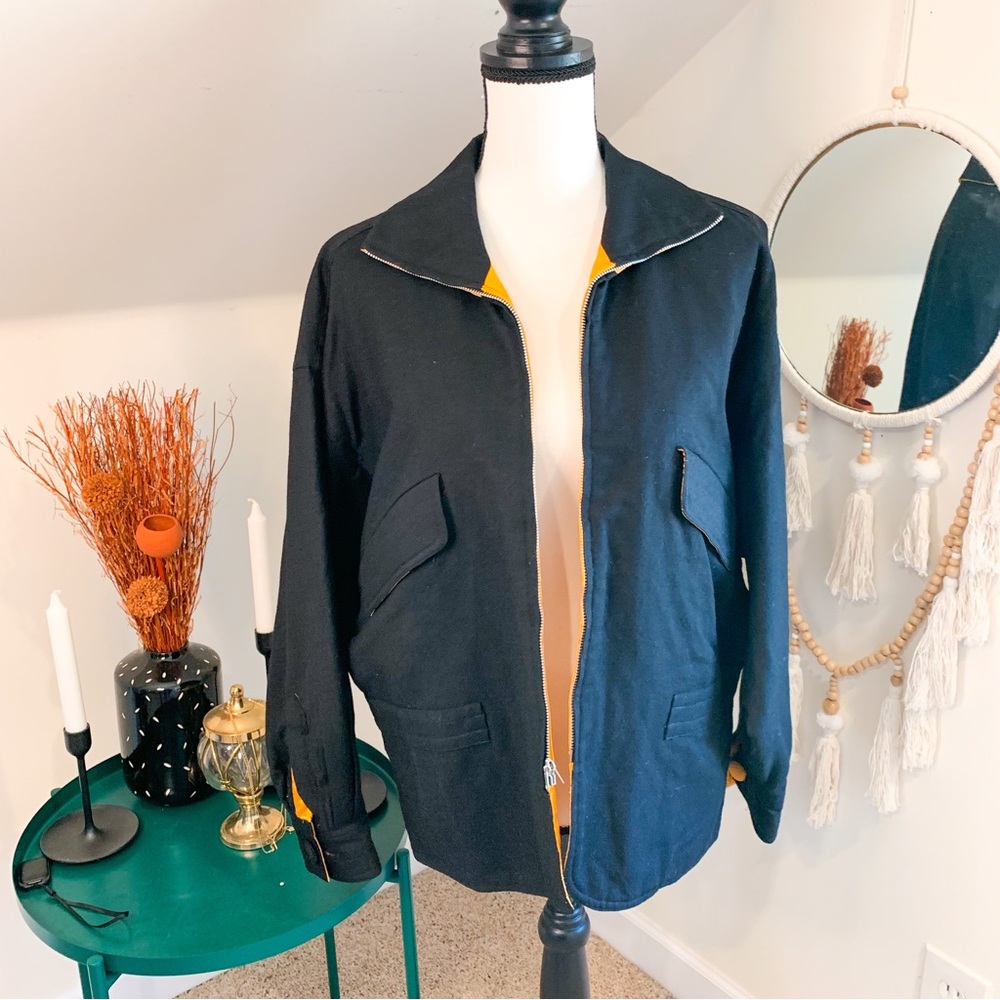 Emanuel Ungard Black Yellow Spring Light Bomber Jacket